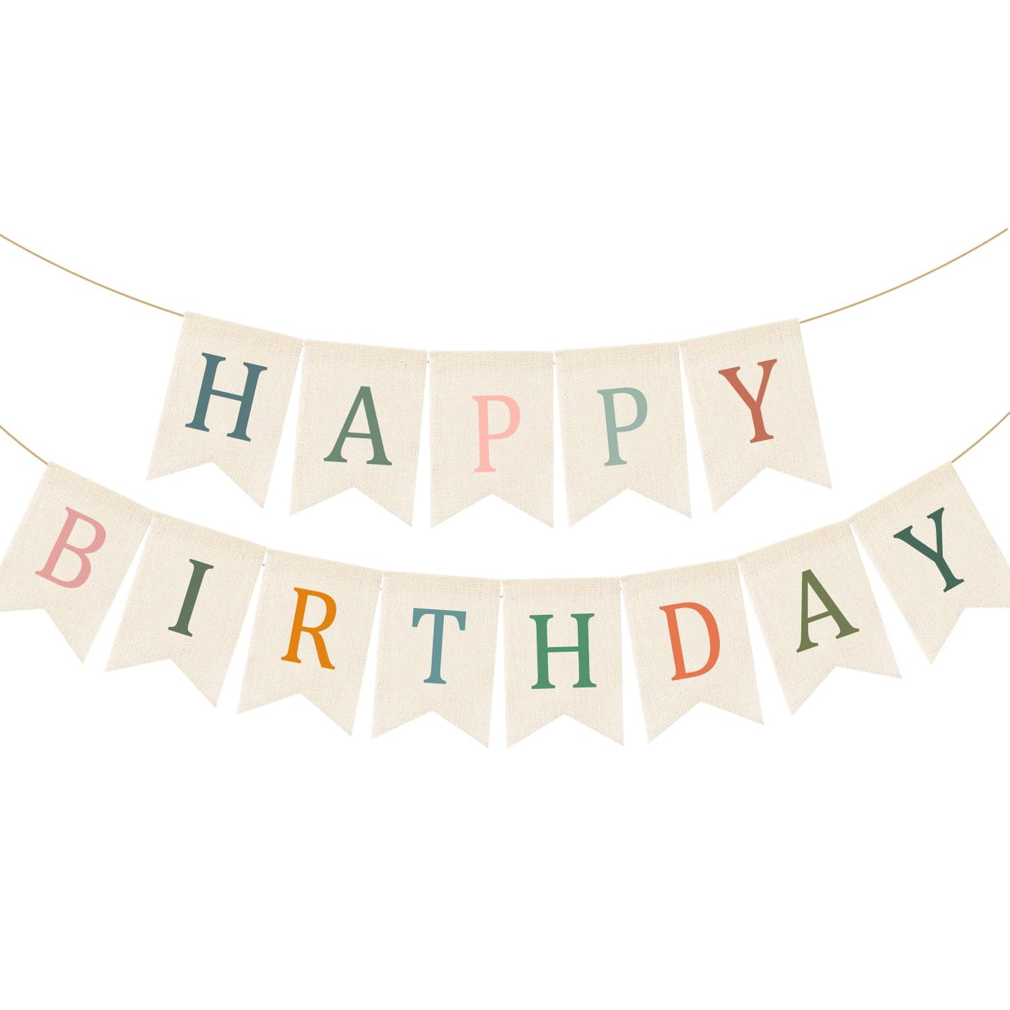 Doumeny Happy Birthday Burlap Banner Boho Birthday Garland Bunting Sage Green Pink Bohemian Party