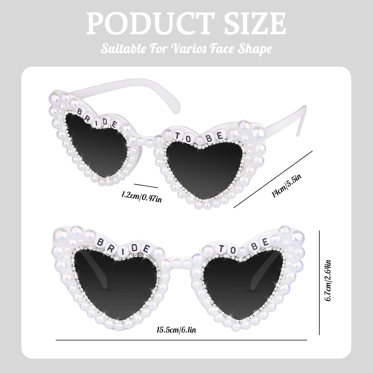 Bride Sunglasses for Bachelorette White Heart Glasses for Bride to Be Gift, Bachelorette Accessories Party Favors