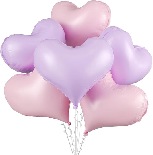 Pink Purple Heart Balloons,24Inch Large Pink Heart Foil Balloons for Valentine's Day Birthday Wedding Baby Shower Anniversary Party Decorations