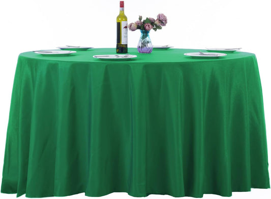 Ascoza 2pack 120 Inch Emerald Round Tablecloth in Washable Polyester Fabric for Wedding/Banquet/Restaurant/Parties