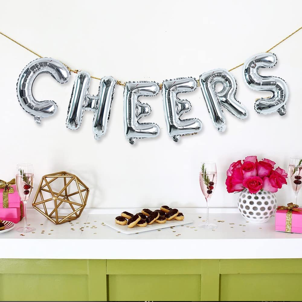 TONIFUL Silver Letter Balloons 2 Set 16 Inch A-Z Custom Alphabet Banner