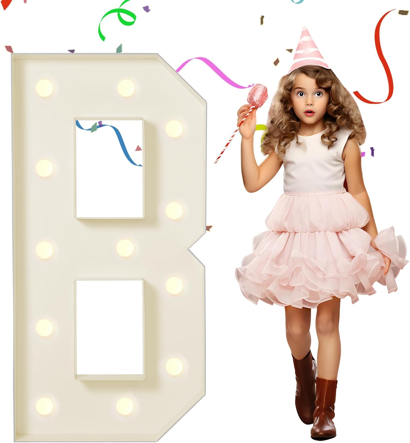 eufony Marquee Letters 4 Feet Tall, 4 FT Marquee Light Up Letters, Giant Light Up Letters 4FT for Birthday Party Baby Shower Gender Reveal Graduation Decorations, Letter B with LED Lights DIY Kit