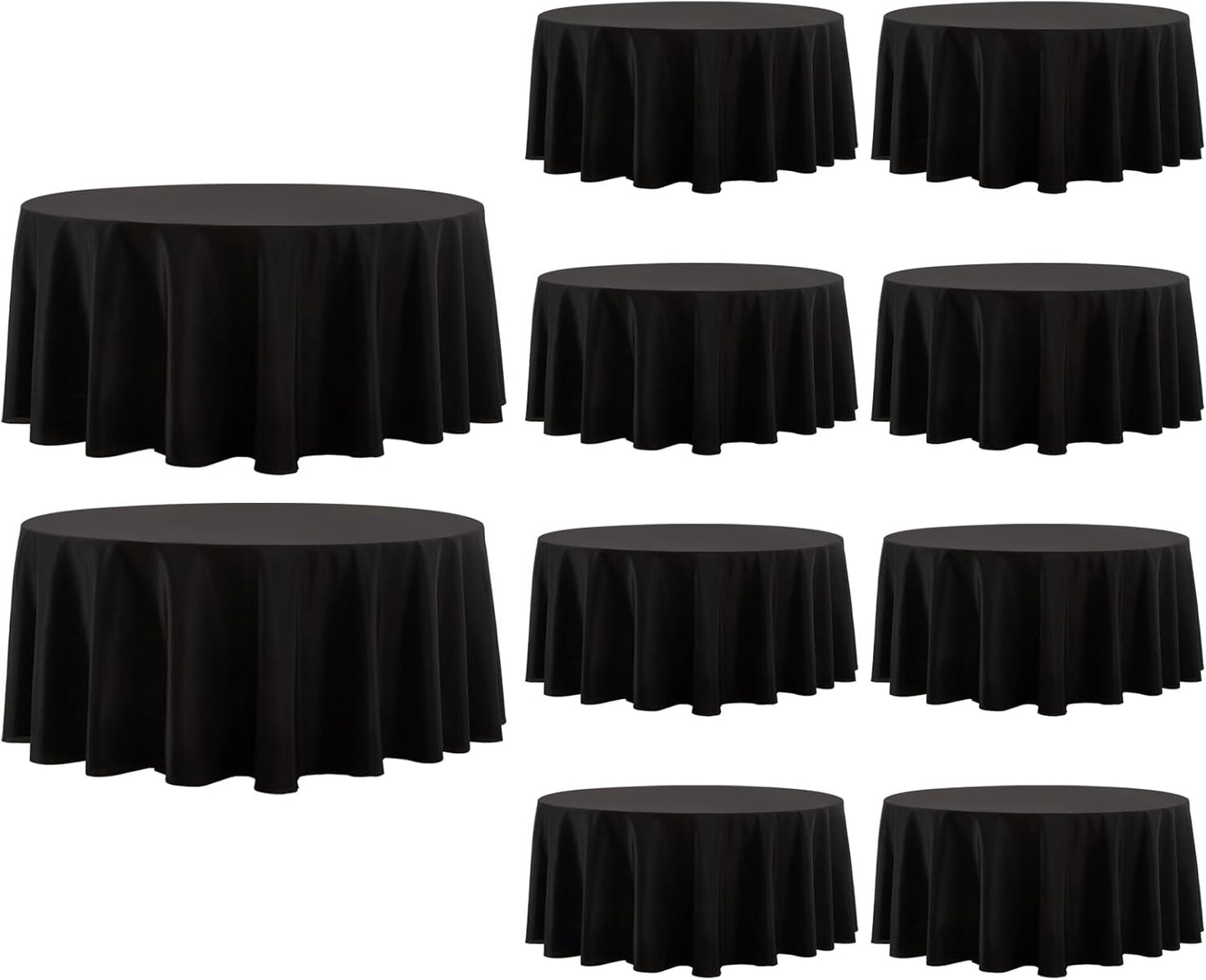Round Tablecloth 10 Pack 90 Inch Black Tablecloths Washable Decorative Linen Polyester Table Clothes Cover for Dining Table Banquets Buffet Parties and Wedding