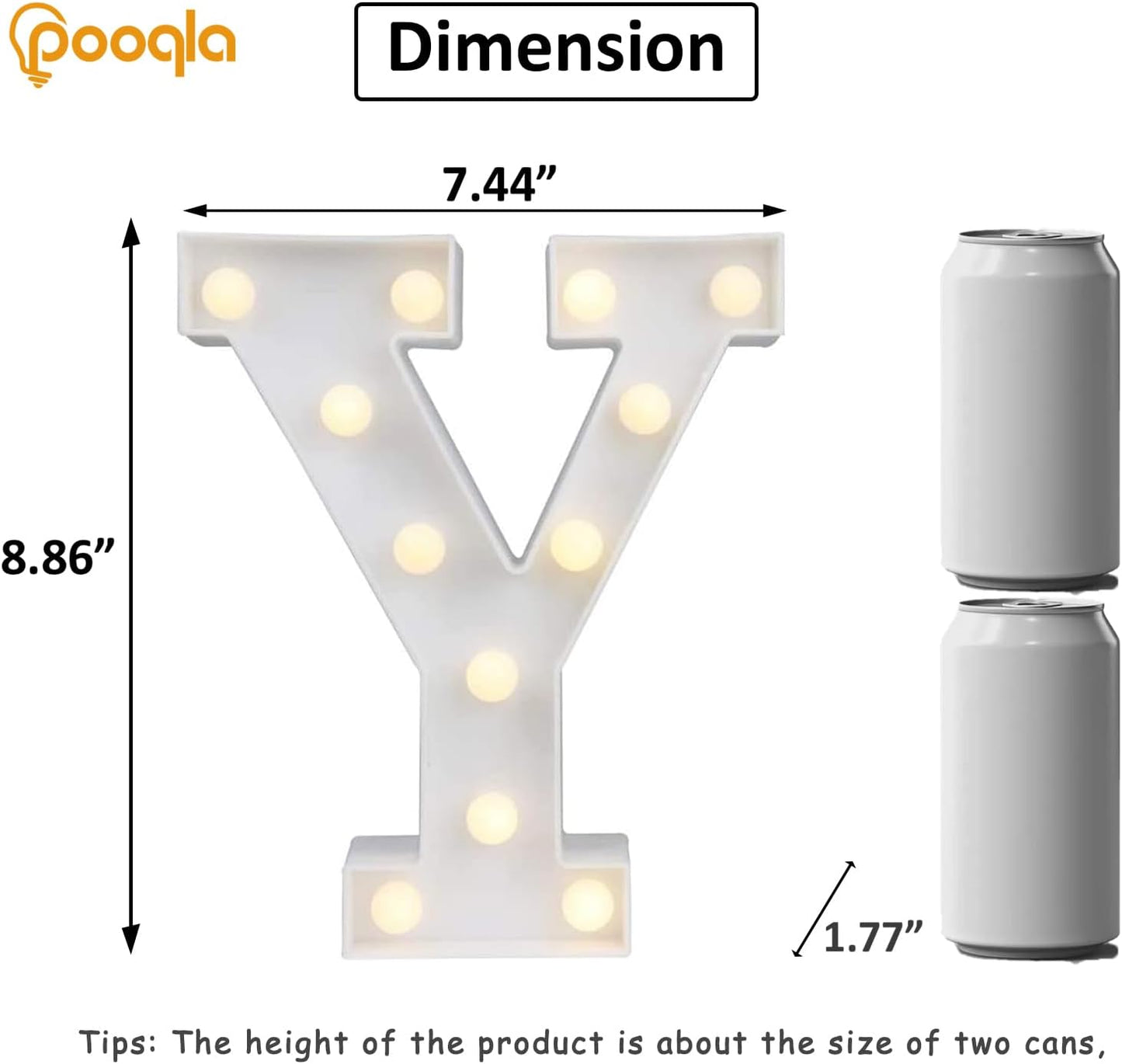 Pooqla LED Marquee Letter Lights Sign, Light Up Alphabet Letter for Home Party Wedding Decoration Y