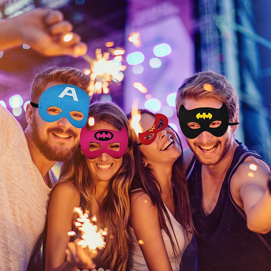 RONGSENI Superhero Masks for Kids Adults, 35pcs Costume Masks Cosplay Eye Masks Party Favors