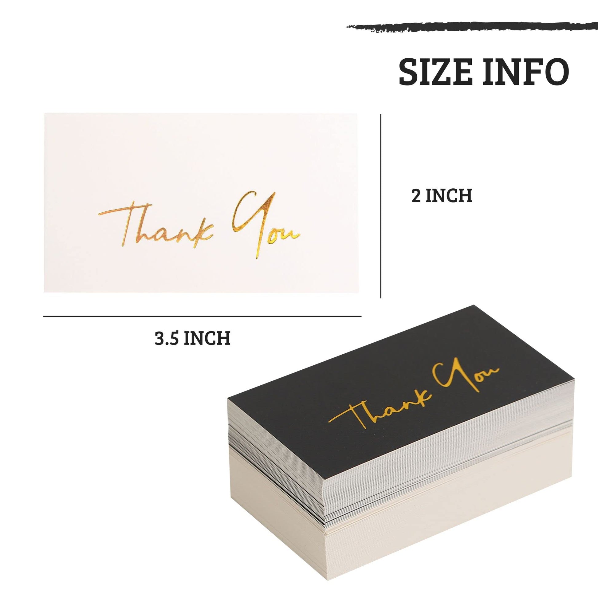 Winoo Design Gold Mini Thank You Cards Small Business - 100 PK - Flat Card No Fold, 2 x 3.5 Inches