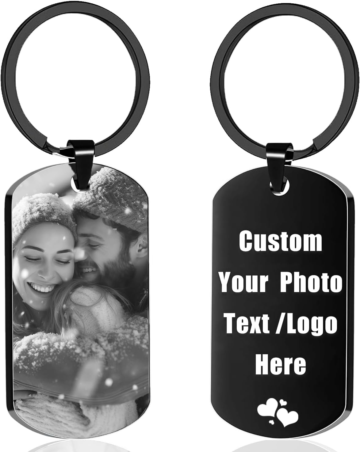 Custom Keychain with Picture, Personalized Keychain with Engraving Photo/Text for Dad, Mom