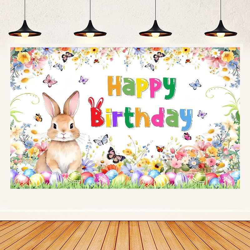 Easter Rabbits Themed Happy Birthday Party Decorations, Plates Napkins Cups Tableware, Bunny Egg