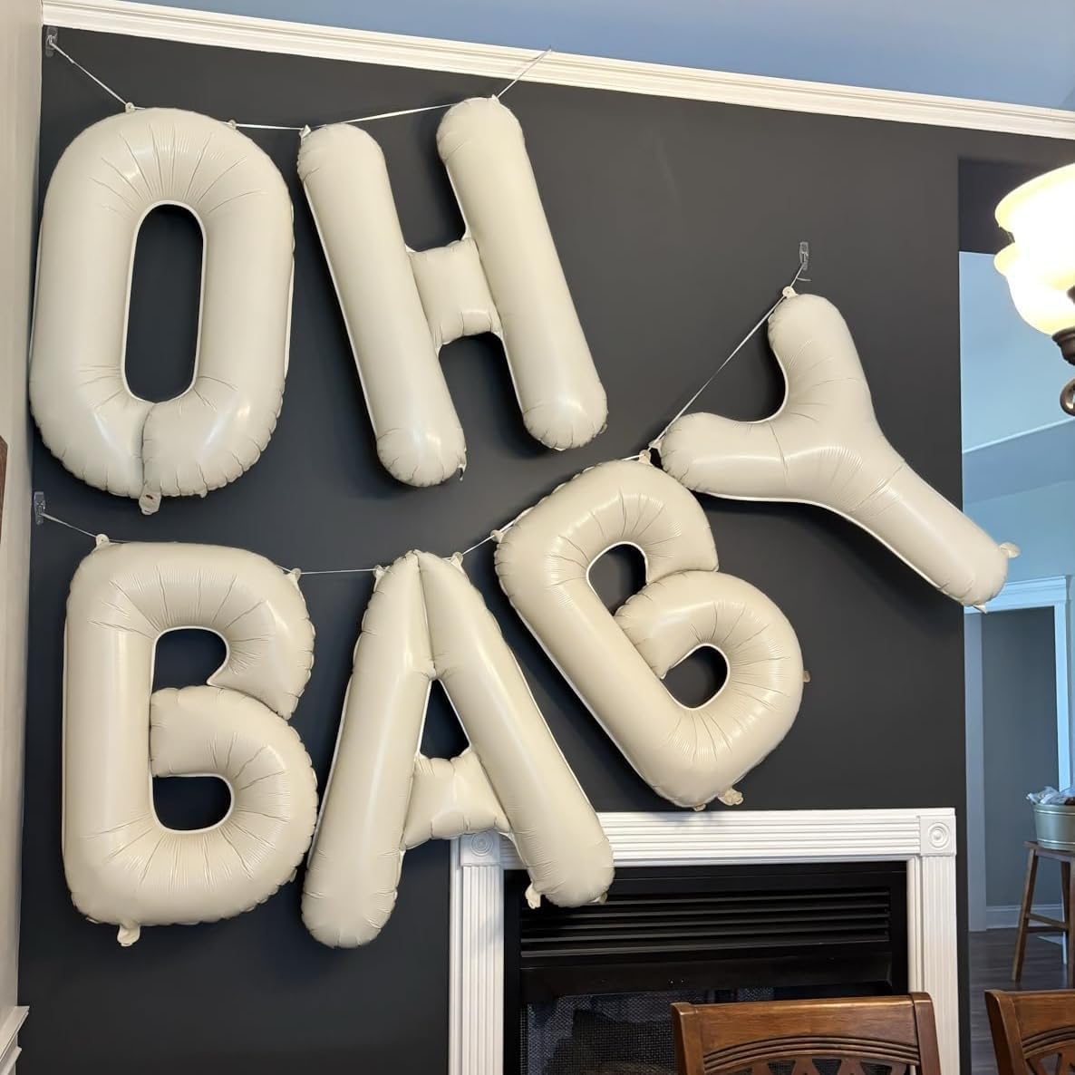 40 Inch Beige OH BABY Balloon for Baby Shower, Large Cream White Oh Baby Balloons Letters with