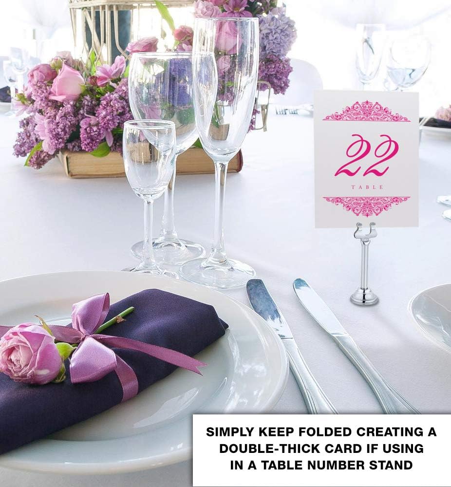 Paisley Wedding Table Numbers (Select Color/Quantity), Champagne, Fuschia, 1-60, Double Sided, Tent or Use in a Stand, Great for Parties & Restaurants - Made in the USA