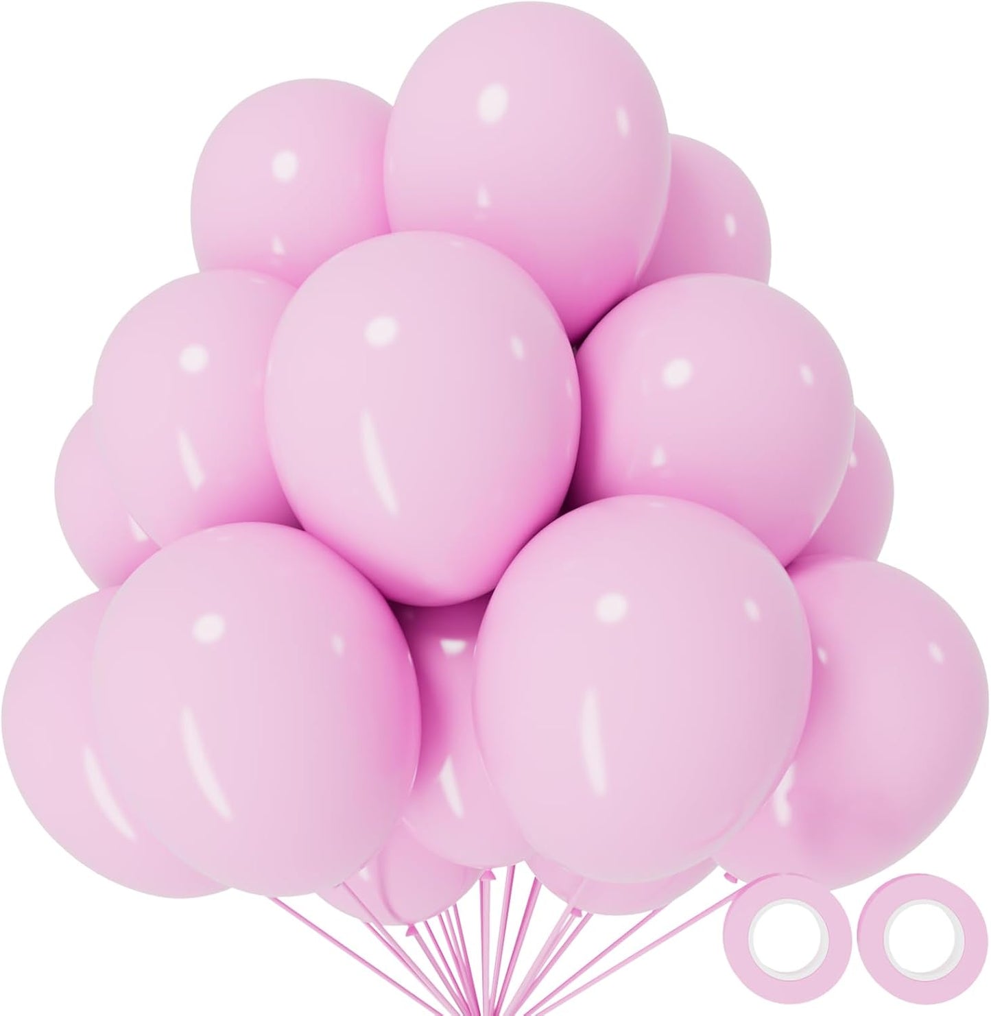 110pcs Pastel Pink Balloon 12 Inch, Pastel Pink Latex Balloons for Birthday Party Baby Shower Wedding(with 2 Ribbons).