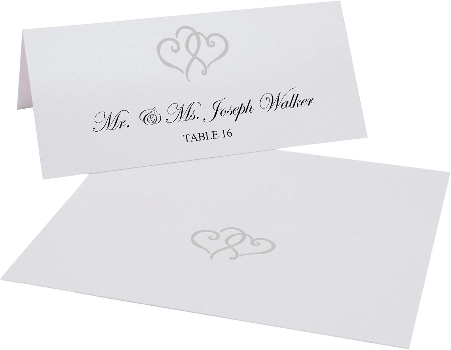 Linked Hearts Printable Place Cards, Silver (Choose Color), Set of 60 (10 Sheets), Laser & Inkjet Printers - Wedding, Party, Dinner, and Special Events - Made in the USA