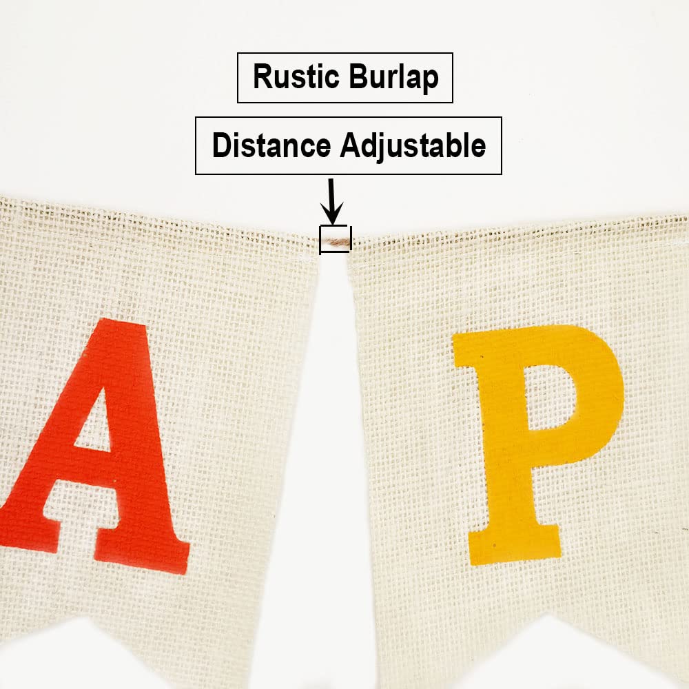 Burlap Happy Birthday Banner, Assembled Birthday Banner Sign Garland for Colorful Birthday Party