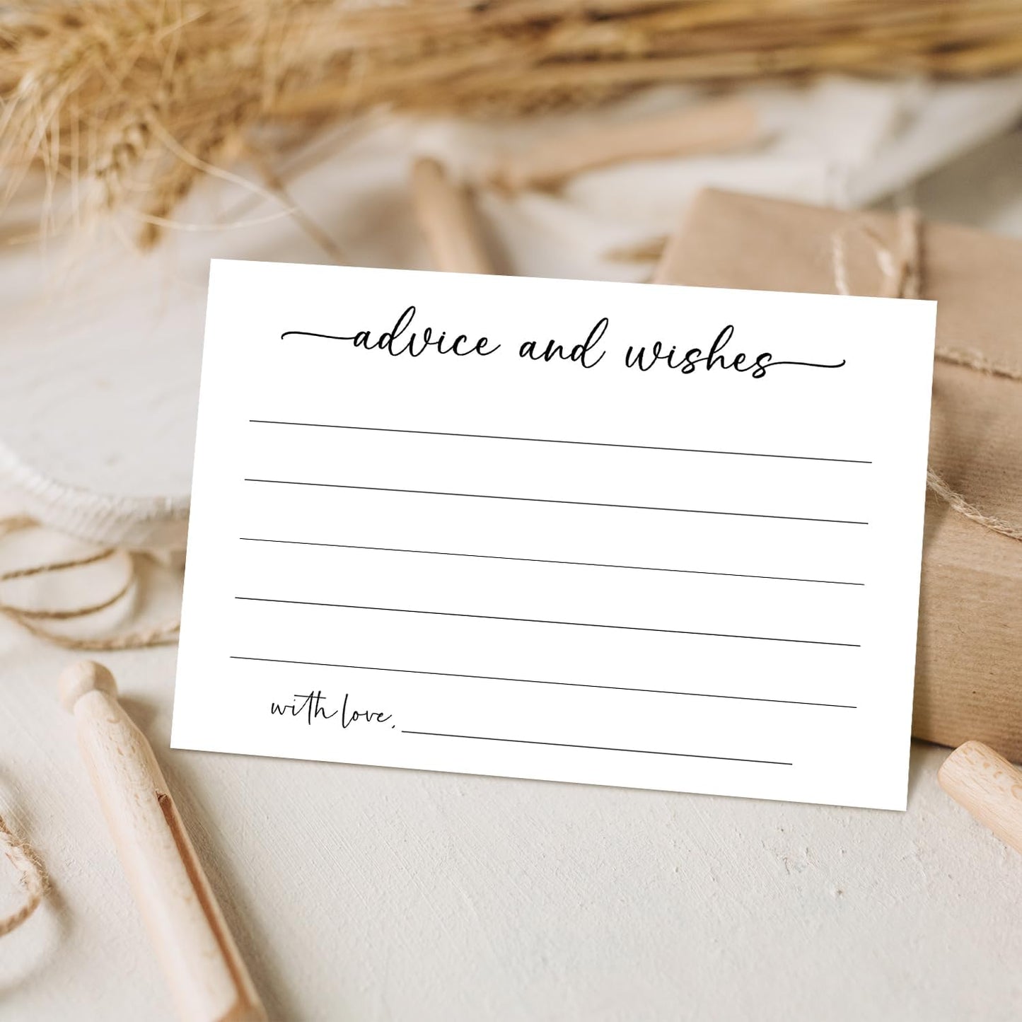 White Advice and Wishes Card, Advice Cards for The Bride and Groom, Bridal Shower,Wedding or Baby Shower, Birthday, Graduation, Retirement, Guestbook - 25 Cards -09