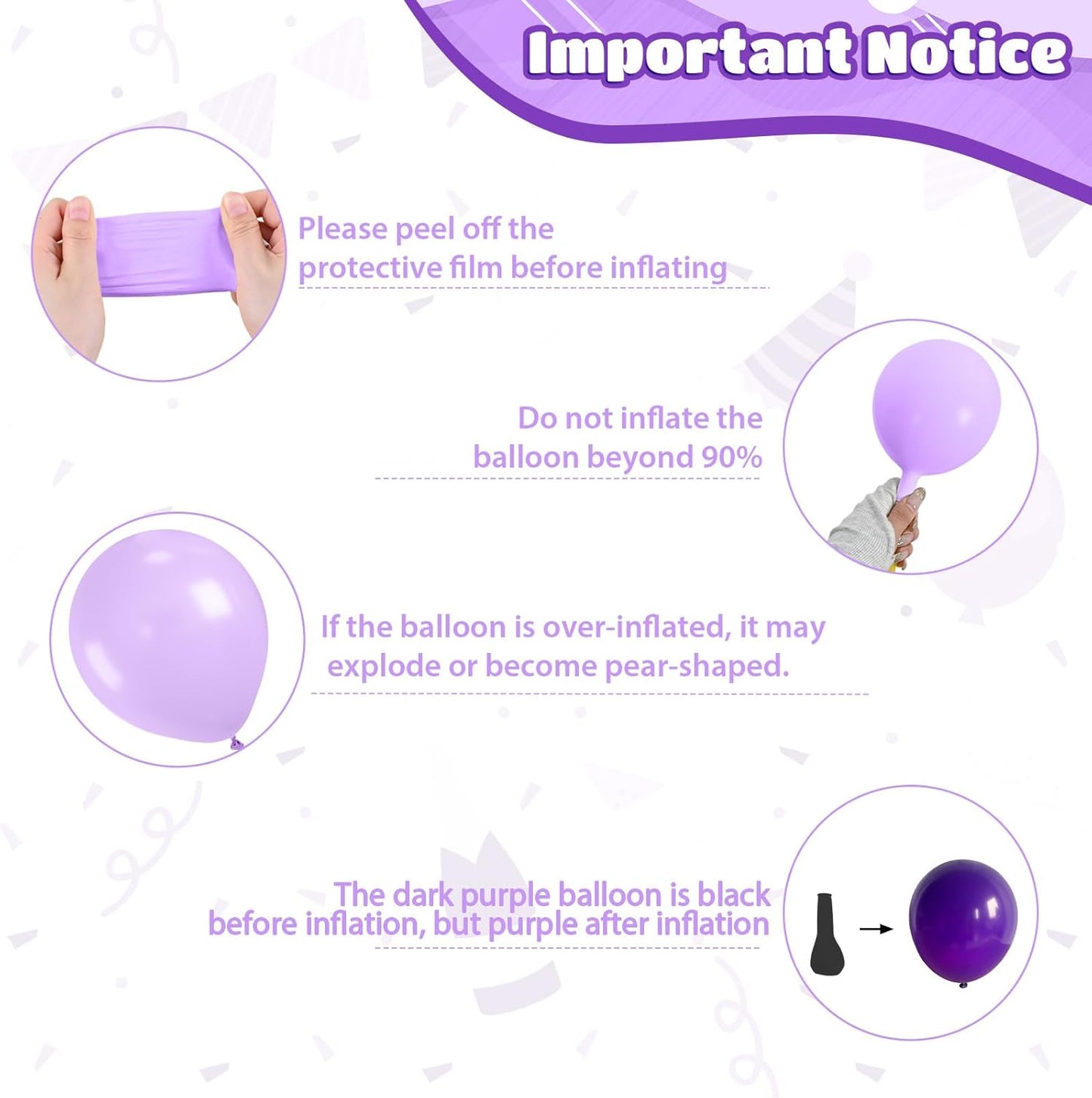 Purple Pink Black Balloons, 12 Inch Pink Black Macaron Dark Metallic Purple Confetti Balloons for Girls Wedding Bridal Shower Baby Shower Birthday Halloween Party Decorations