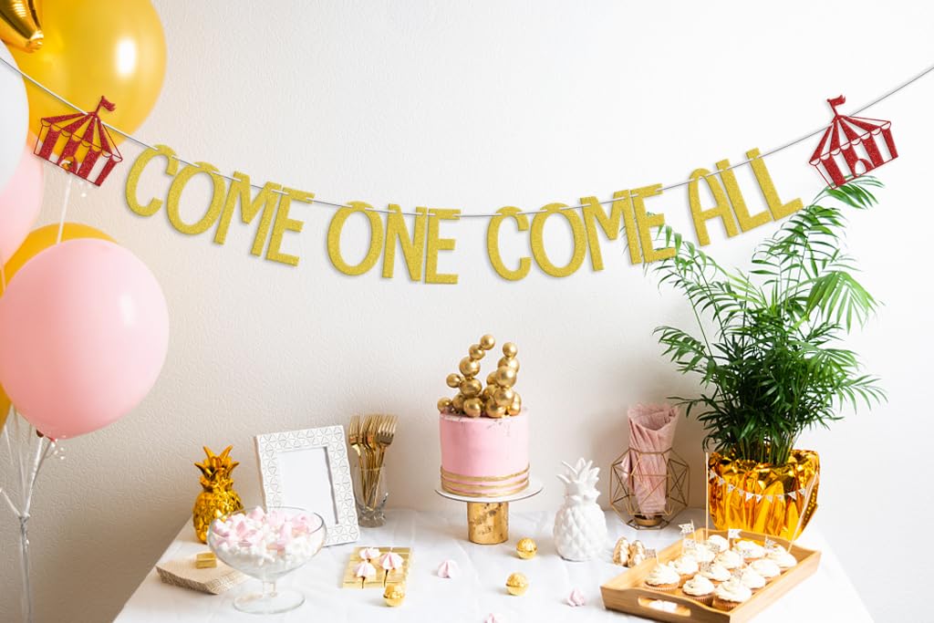 Come One Come All Banner, Circus 1st Birthday Party Decorations, Carnival Theme Party Clown First