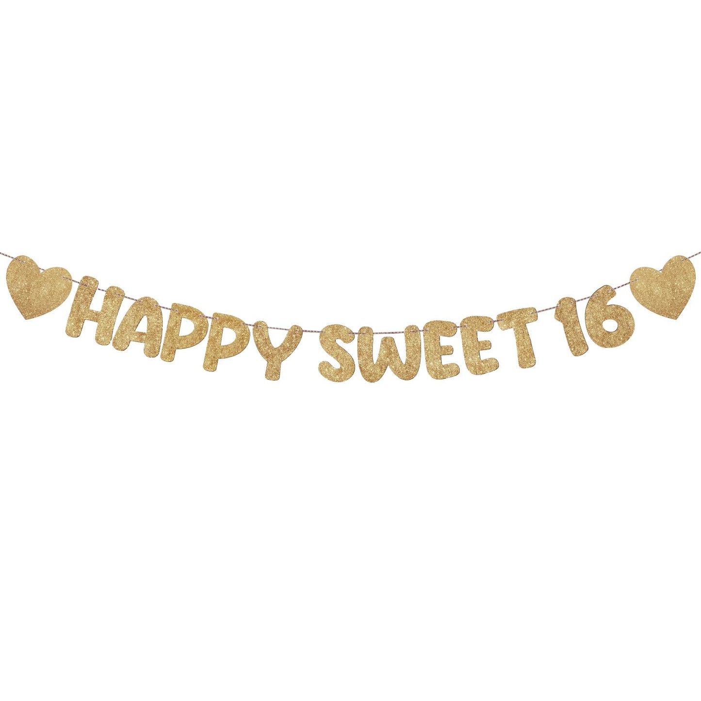 Fulmoon Happy Sweet 16 Banner Sixteenth Birthday,Champagne Gold
