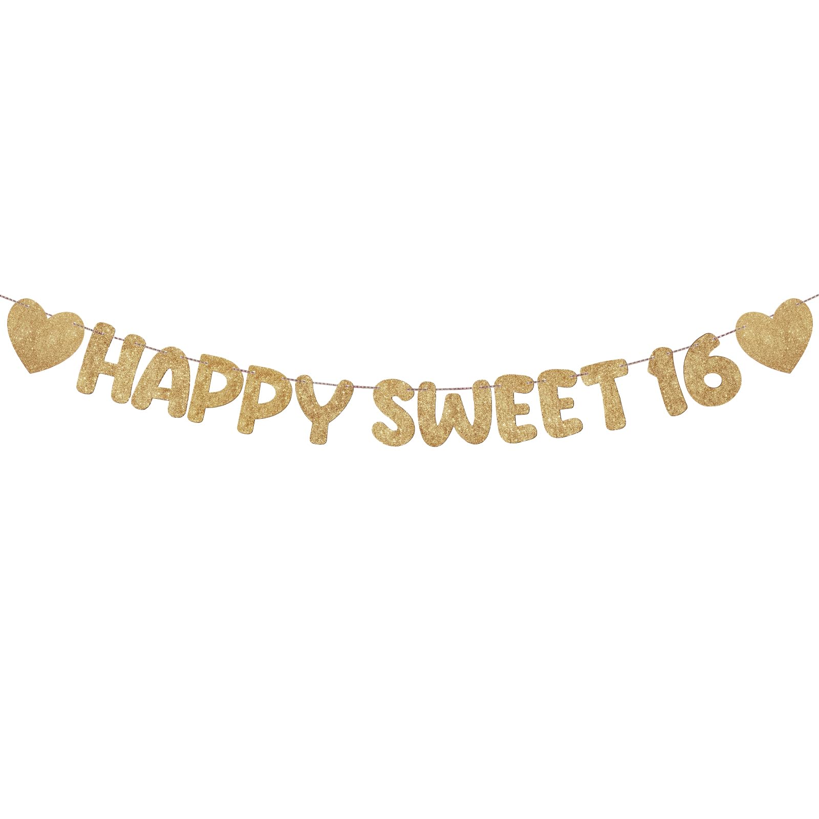Fulmoon Happy Sweet 16 Banner Sixteenth Birthday,Champagne Gold