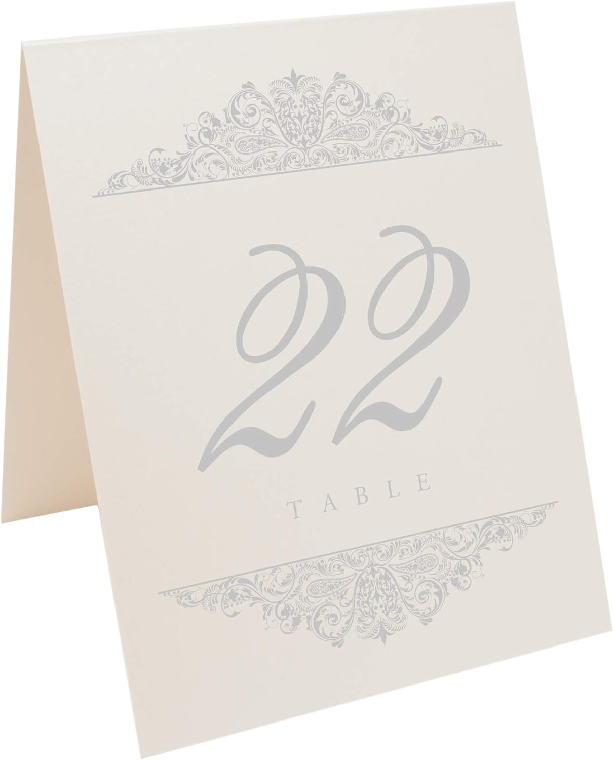 Paisley Wedding Table Numbers (Select Color/Quantity), Champagne, Silver, 1-175, Double Sided, Tent or Use in a Stand, Great for Parties & Restaurants - Made in the USA