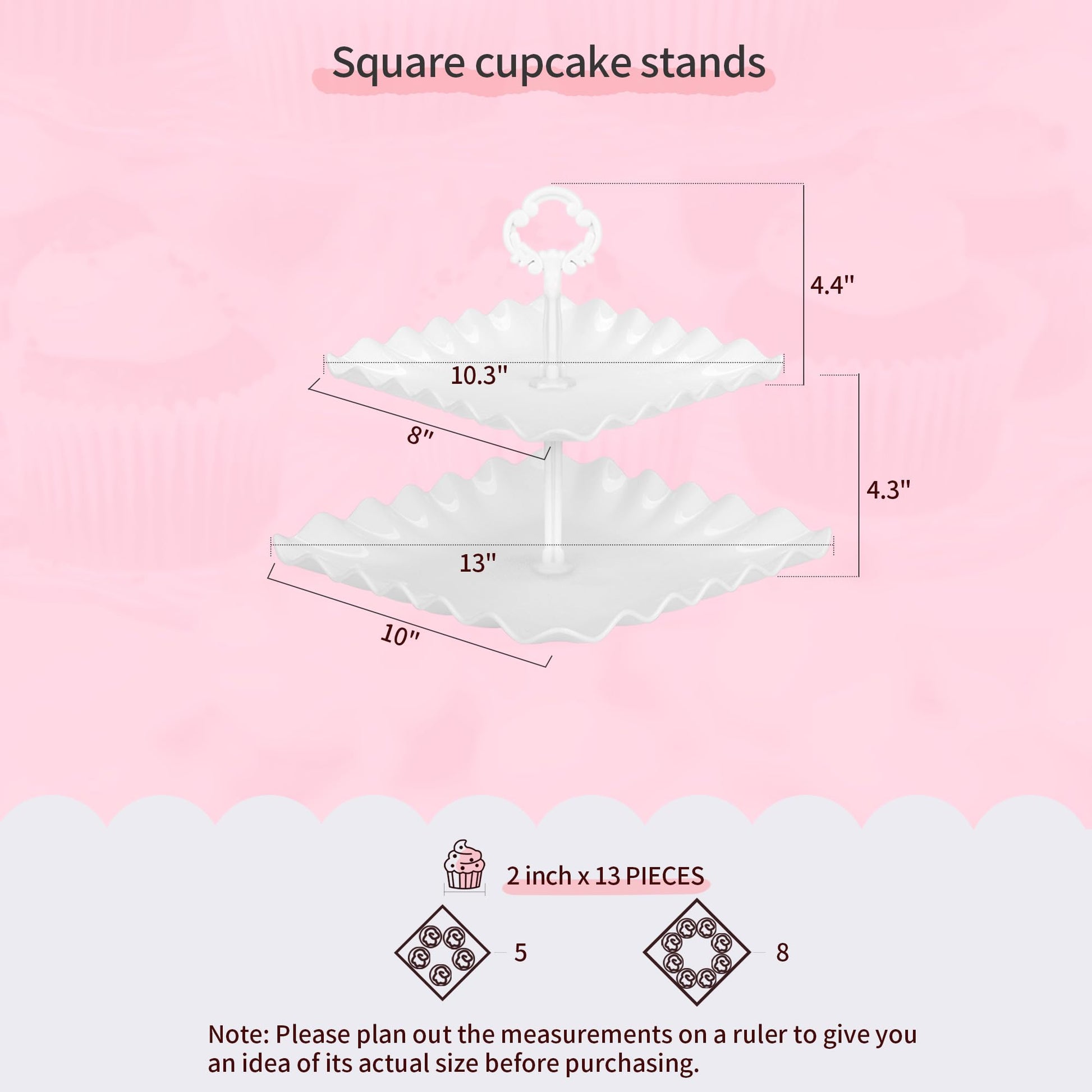 Pack of 11 NWK Cake Stand Set of Cupcake Stand, Tray & Table Cloth (White)
