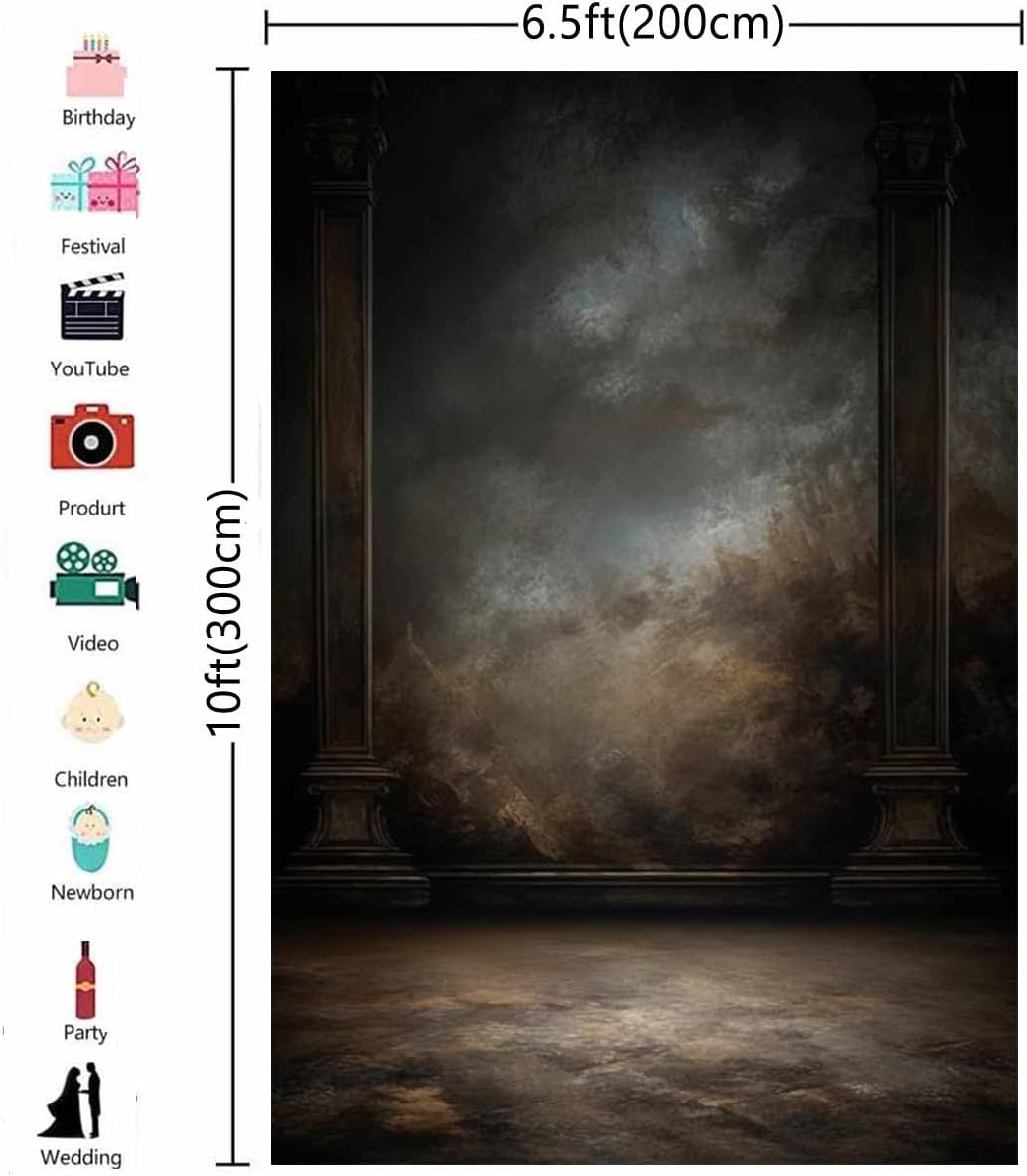 6.5x10ftDark Vintage Photography Backdrops Portrait Photo Backdrop Wedding Bridal Show Birthday Background for Studio Props