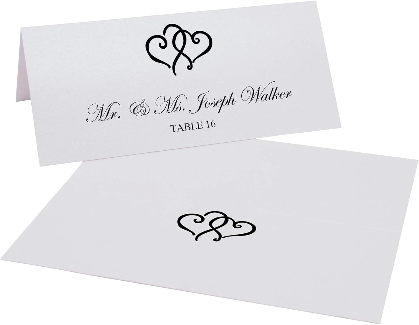 Linked Hearts Printable Place Cards, Black (Choose Color), Set of 60 (10 Sheets), Laser & Inkjet Printers - Wedding, Party, Dinner, and Special Events - Made in the USA