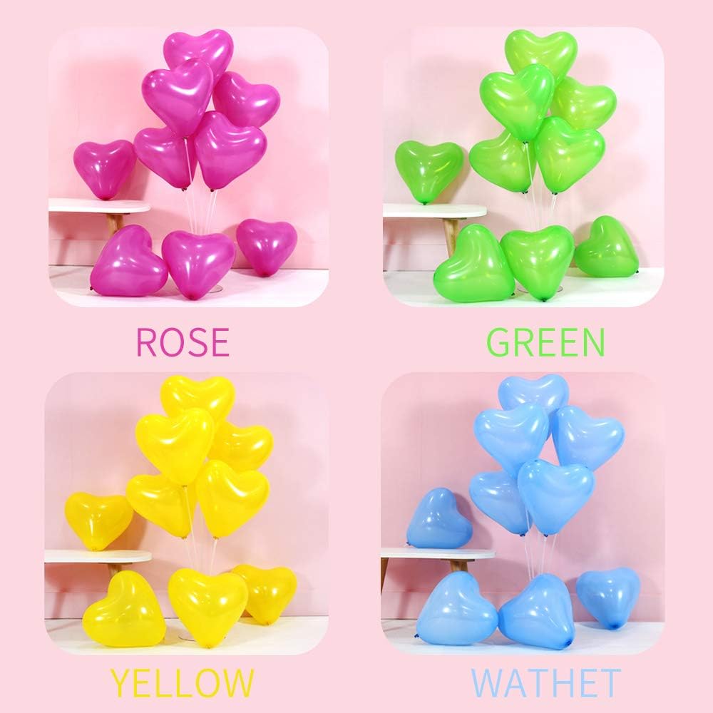 6-inch Heart shaped balloons 10 Kinds of Mixed Color Latex Balloons for Valentines Day,Propose Marriage,Wedding Party.(red, purple,yellow,green,blue, pink, white,orange,etc.)