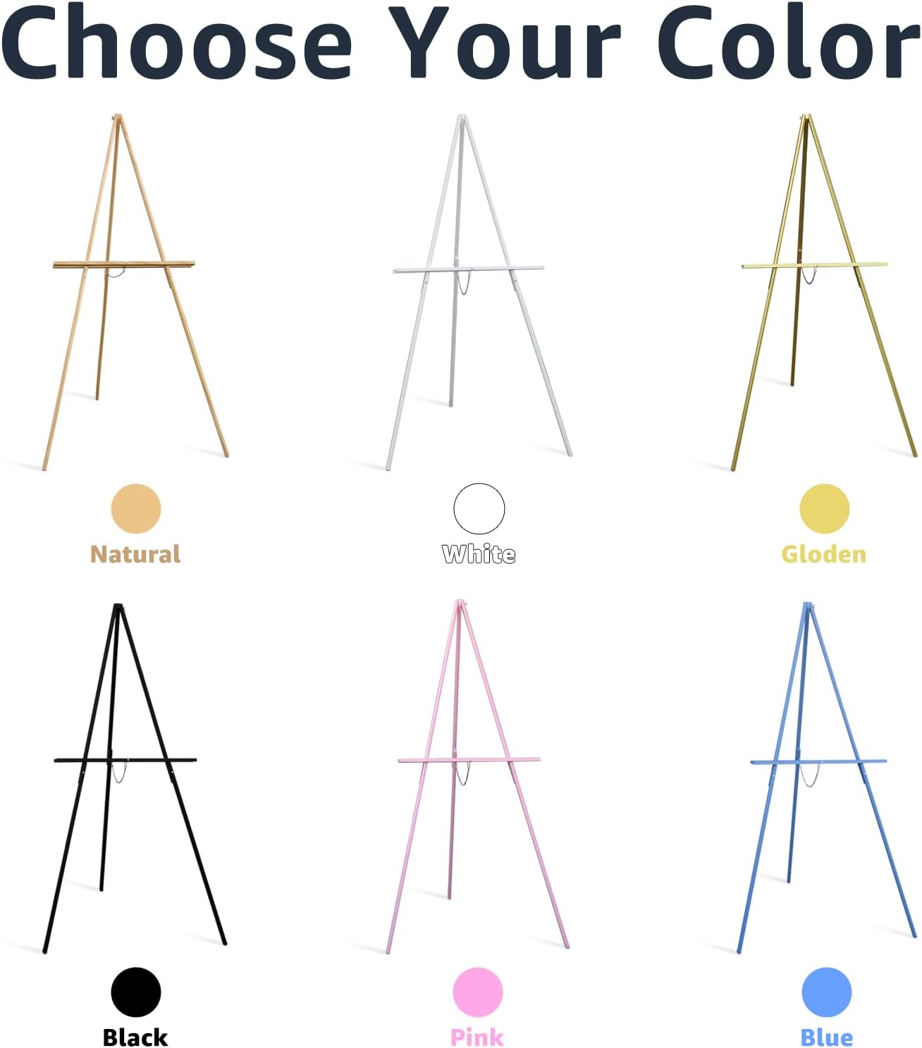 NianFeng Wooden Easel Stand for Sign, Easel Display Stand Floor for Wedding Sign with Adjustable Tray, 63-Inch, Tripod A-Frame Poster Light Duty, Welcome, Art Show & Baby Shower (Pink)