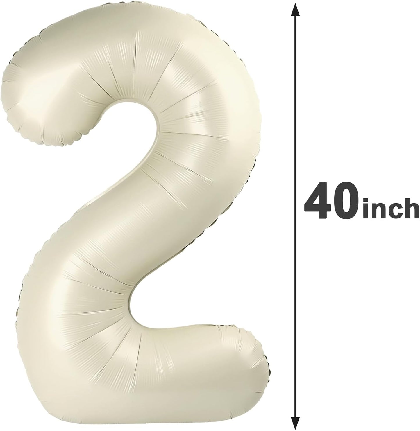 Big Cream White 2 Number Balloon 40 Inch Birthday Decoration, Number 2 Helium Balloon 12 20 22 23 24 26 28 32 42 Celebration, Boy Girl Baby Anniversary Party Graduations Supplies Decorations