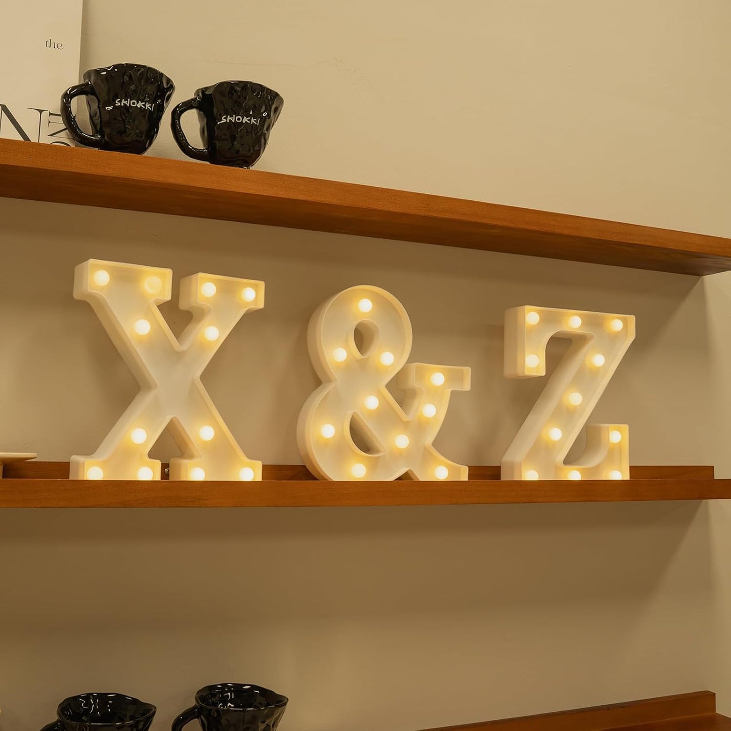 Foaky Rechargeable LED Letter Lights Sign Marquee Light Up Letters Sign for Night Light Wedding/Birthday Party Christmas Lamp Home Bar Decoration (X)