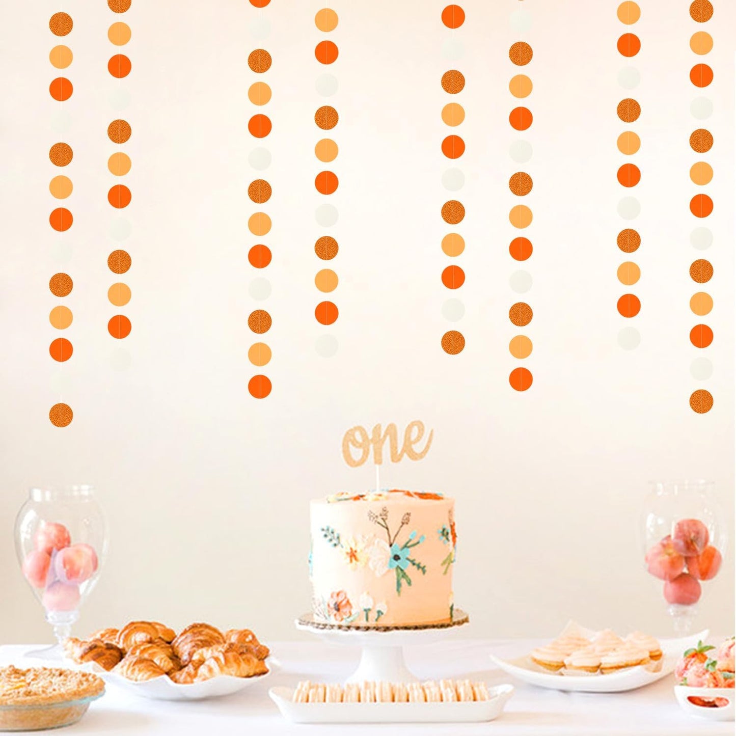 Boho Orange-Beige Baby-Shower Party-Decorations Streamers - 52Ft Neutral Birthday Hanging Paper Garland Banner,Fall Autumn Thanksgiving Rustic Wedding Bridal Classroom Supplies Backdrop Decor Hugtmr