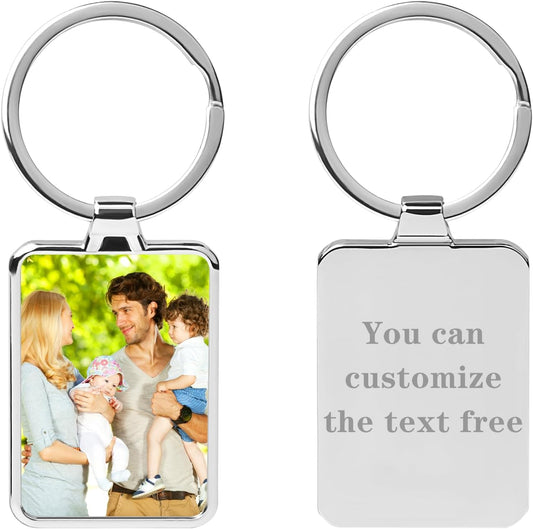 Double Side Custom Keychain with Picture Personalized Engraving Photo Text Customized Gifts for Men Women