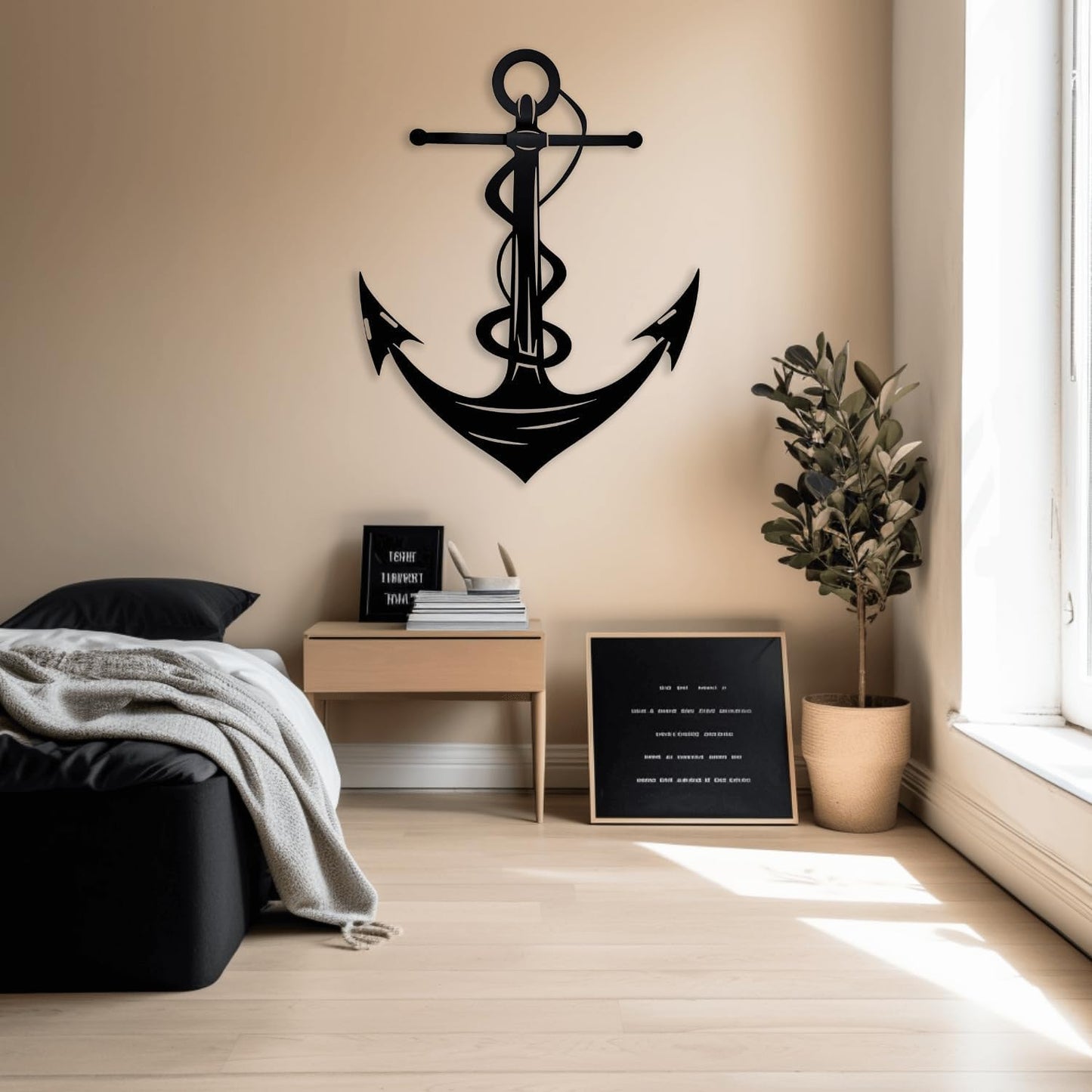 XXQ Anchor Metal Wall Decor, Anchor Metal Wall Art for Bedroom Living Room Dorm Antique Anchor Wall Decor Antique Metal Anchor Farmhouse Decor (Black, 24" x 35" / 60 x 90cm)