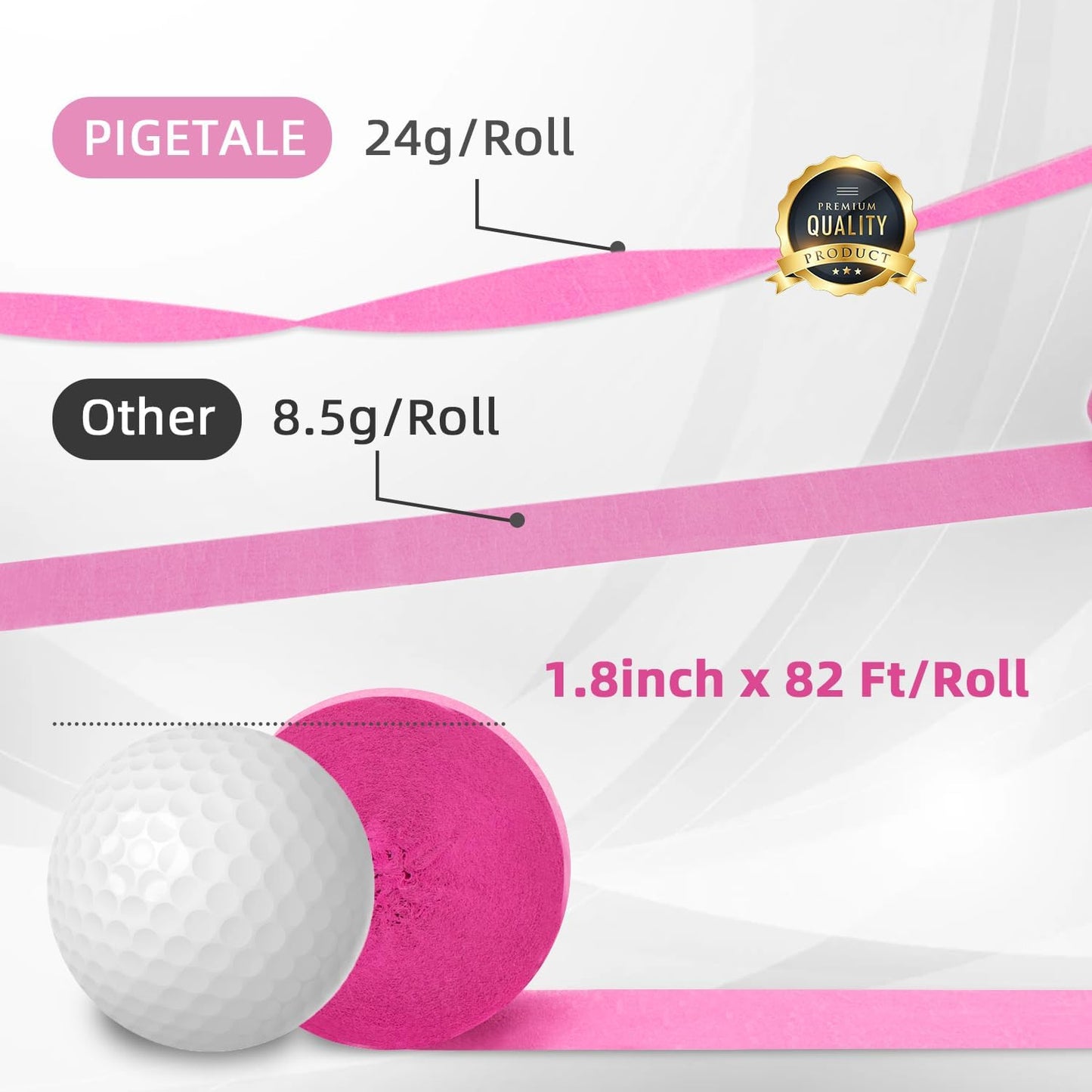 Crepe Paper Streamers 8 Rolls 656ft, Pack of Red, Hot Pink, Peach and White Party Streamers for Bachelorette Girl Birthday Party Baby Shower Reunion Wedding Decorations (1.8Inch x 82Ft/Roll)