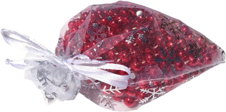 Wudygirl 100pcs 5X7 Inches Xmas Drawstring Organza Bag Snow White Pouches Party Wedding Favor Seashell Chocolates Bags (100pcs Snowflake 5x7) (Snowflake)