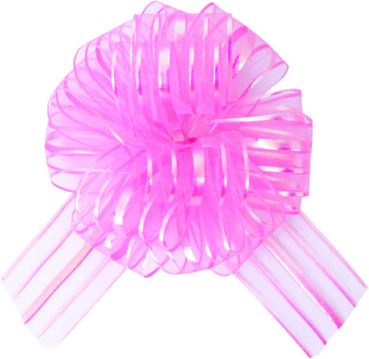 6 Pcs 6 Inch Pink Organza Pull Bow – Perfect for Wedding Decoration, Gift Wrapping Baskets, Car Bows, Birthday Parties, Christmas and Valentine's Day