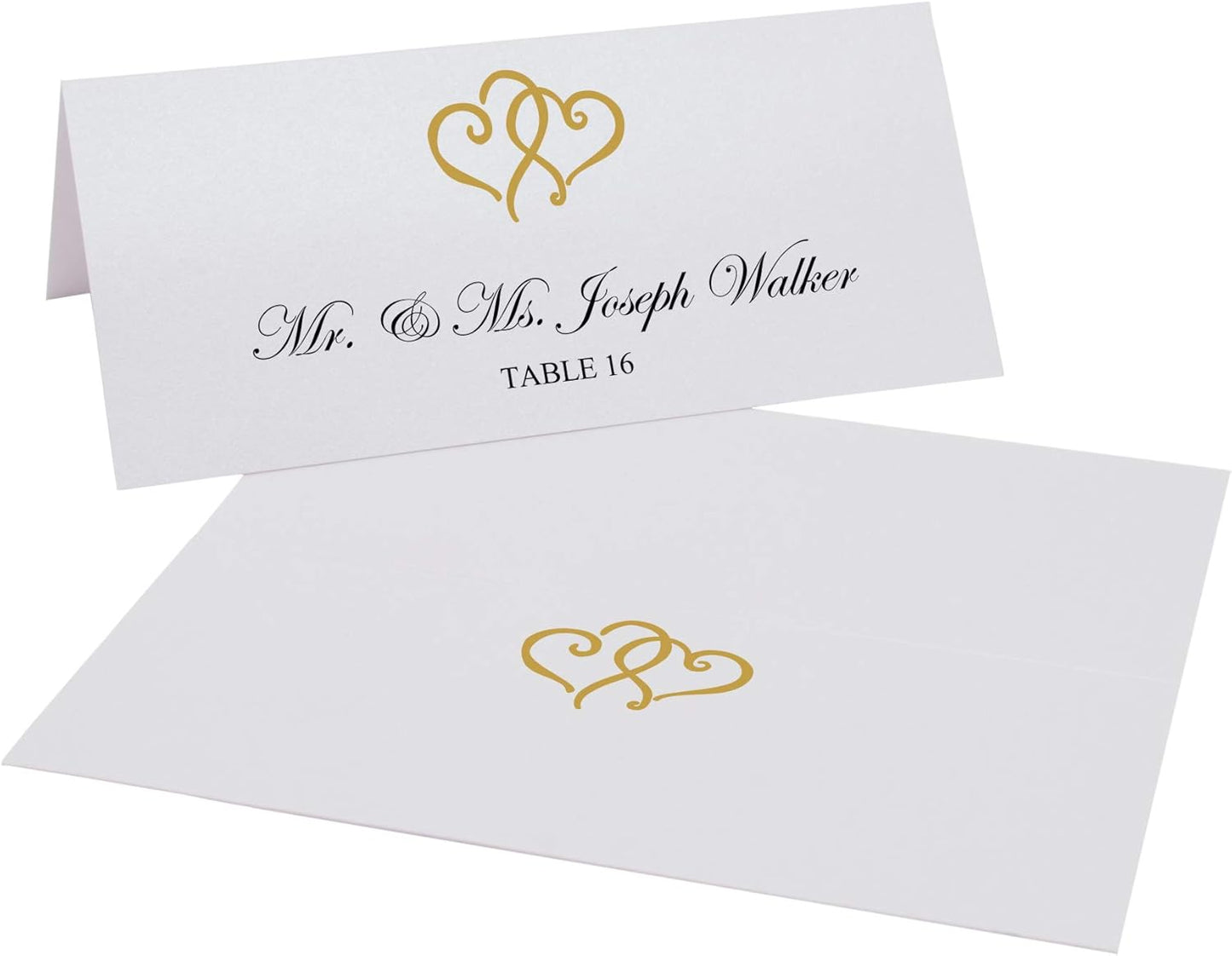Linked Hearts Printable Place Cards, Gold (Choose Color), Set of 150 (25 Sheets), Laser & Inkjet Printers - Wedding, Party, Dinner, and Special Events - Made in the USA