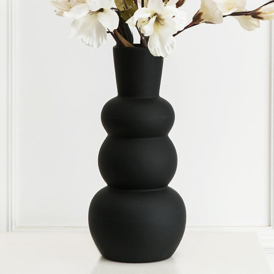 Black Vase, Modern Ceramic Vase, Black Matte Clay Vases for Pampas Grass, Minimalist Home Fresh Flowers, Dried Flowers