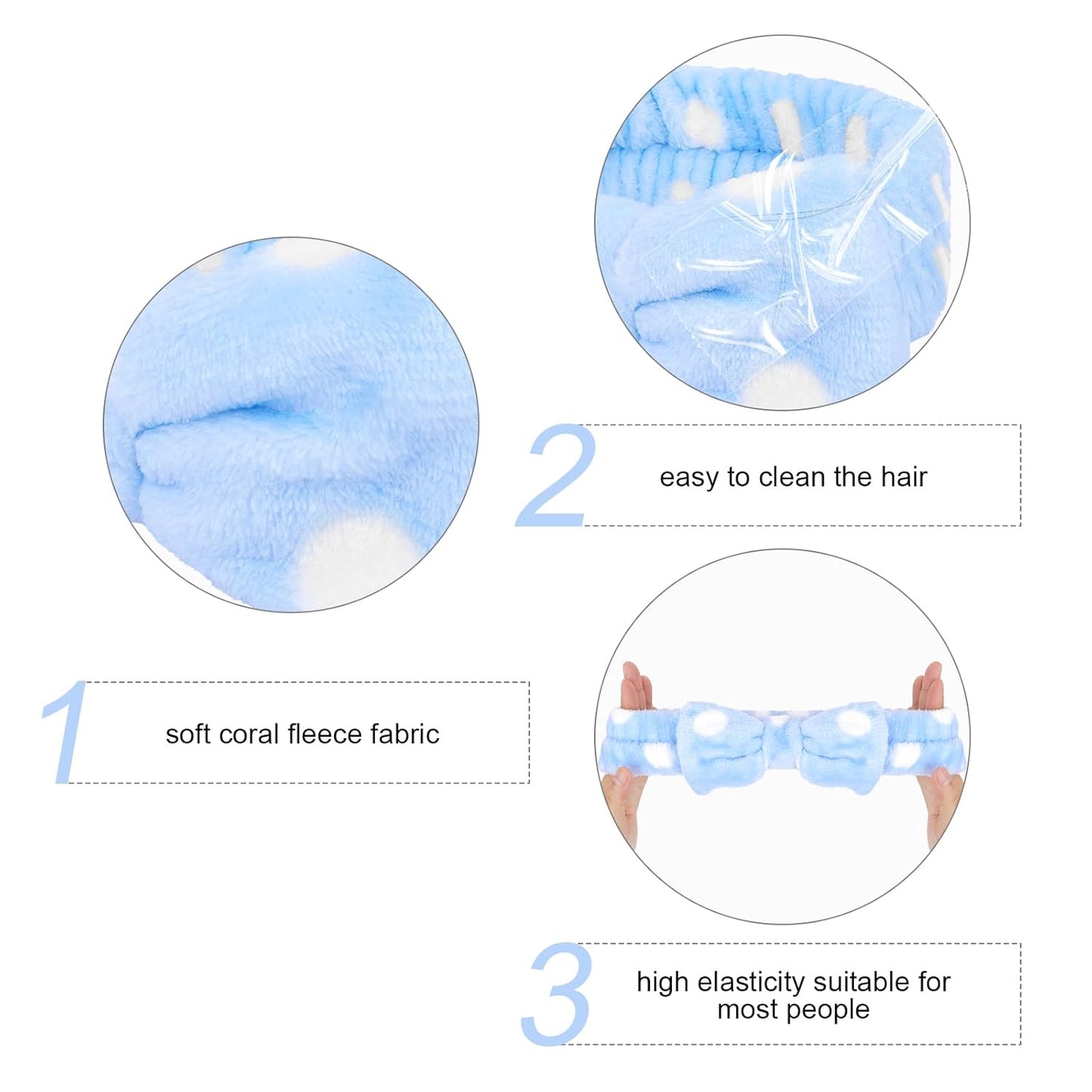 Semato 8 Pcs Blue Dot Bachelorette Party Favor Set Bridesmaid Headband Skincare Headbands for Women Party Supplies (blue dot)