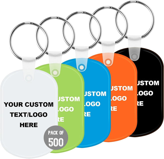 Custom Oval Soft Keychains 500 Pack, Personalized Logo, Text Bulk - Perfect for Tradeshows, Party Favors, Campaign Gifts - Customizable Key Tags