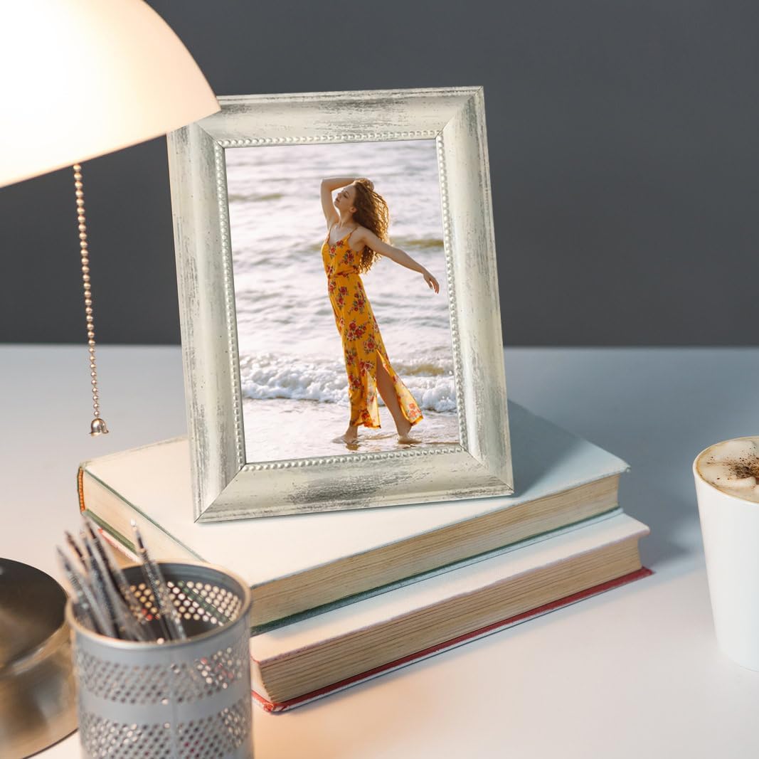5x7 Picture Frames Set of 4 Vintage Photo Frame, Rustic Retro Photo Frame with Real Glass,Decorative Art Wall Mount and Tabletop Display Family Friends Wedding Gift