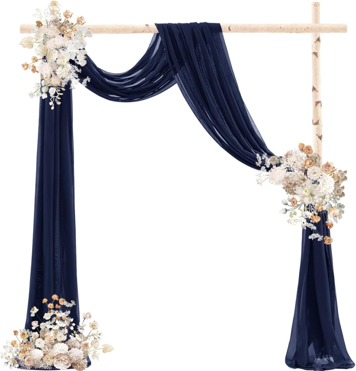 Navy Blue Wedding Arch Draping Fabric 29" x 20 FT Navy Wedding Drapes for Backdrop Sheer Curtains Drapes for Romantic Bridal Baby Shower Ceremony Birthday Party Fall Outdoor Events