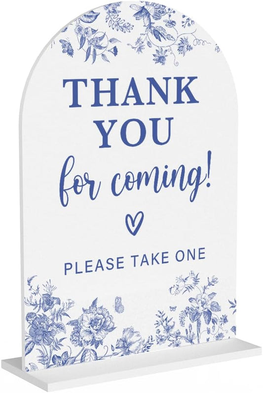 Acrylic Wedding Signs, Dusty Blue Wedding Decor, Blue Weddings Decor, Thank You for Coming Sign for Reception, Modern Calligraphy Arch Acrylic Table Top Sign for Weddings Parties Dinners (White)