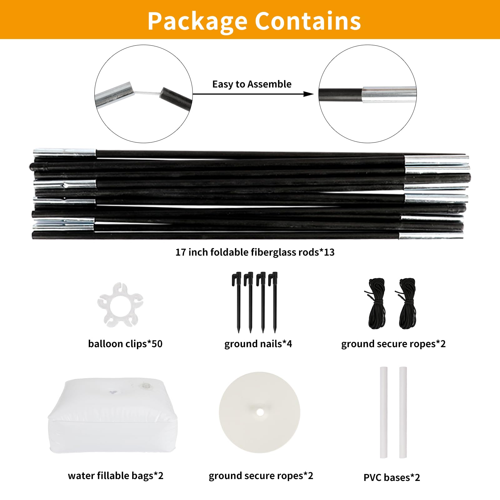 RUBFAC Balloon Arch Kit, 8ft Tall & 9ft Wide Adjustable Balloon Arch Frame Stand with 2 PVC Bases,2
