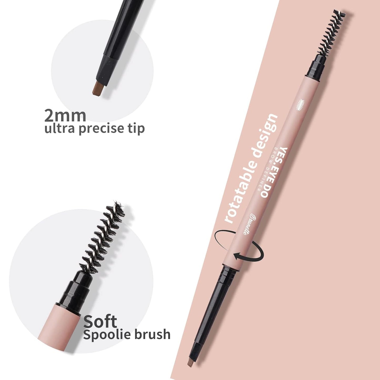Blonde Eyebrow Pencil, Retractable Eyebrow Pen Blonde with Spoolie Brush for Filling and Shaping, Dual-ended Brow Microfilling Pen for Sparse Brows, YES.EYE DO