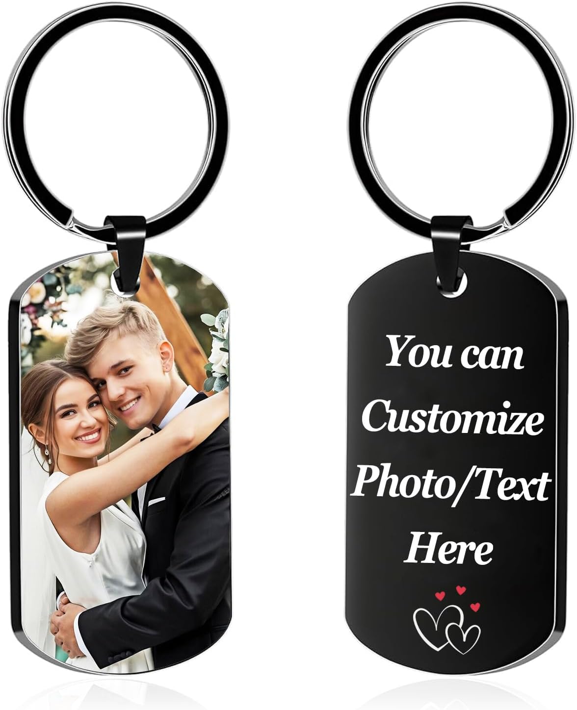 Custom Keychain with Picture, Personalized Keychain with Engraved Photo/Text, Gifts for Family and Friends