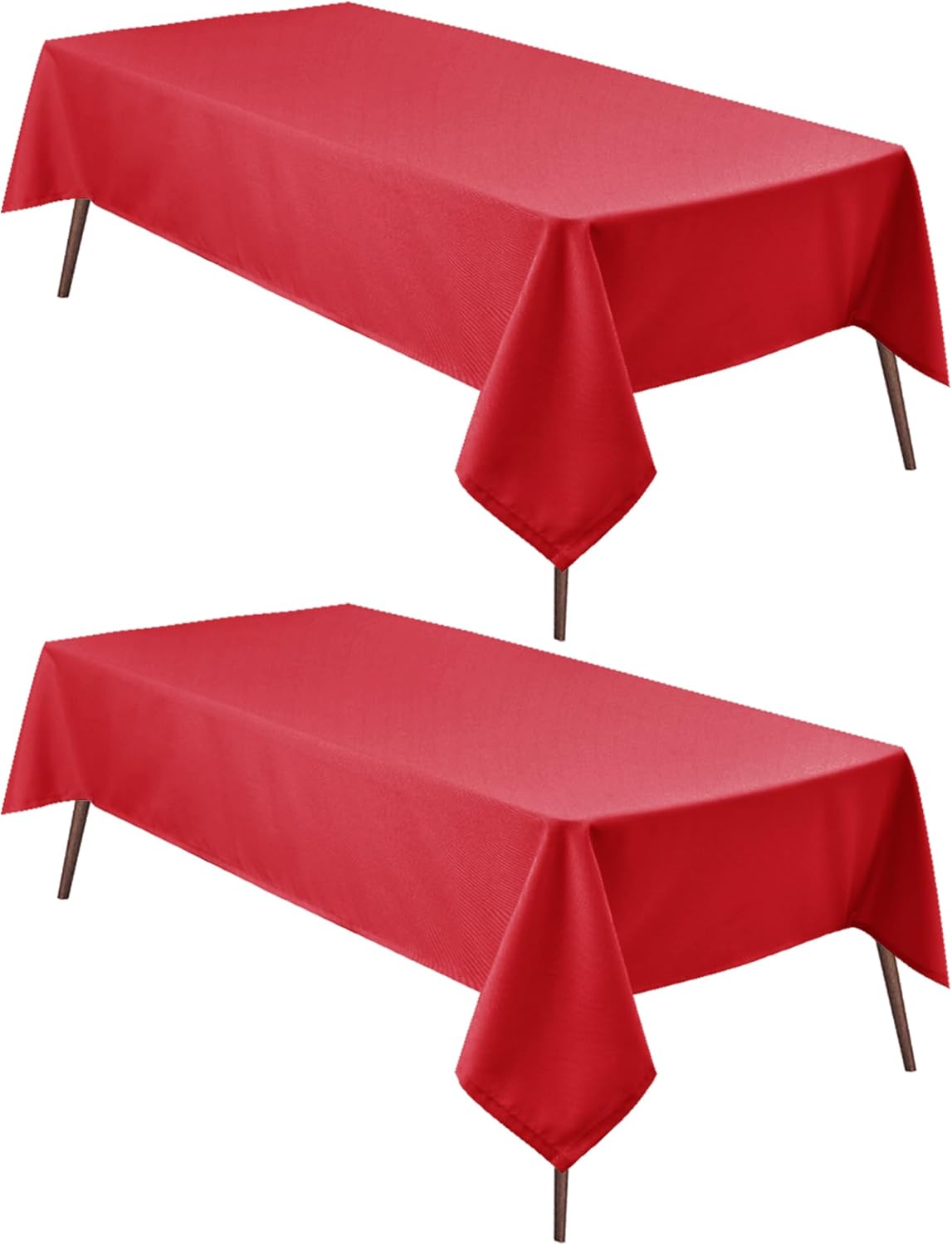 Hiasan 2 Pieces Red Tablecloth Square - Wateproof and Spillproof Kitchen Christmas Washable Polyester Table Cloth for Dining Room, 54 x 54 Inch