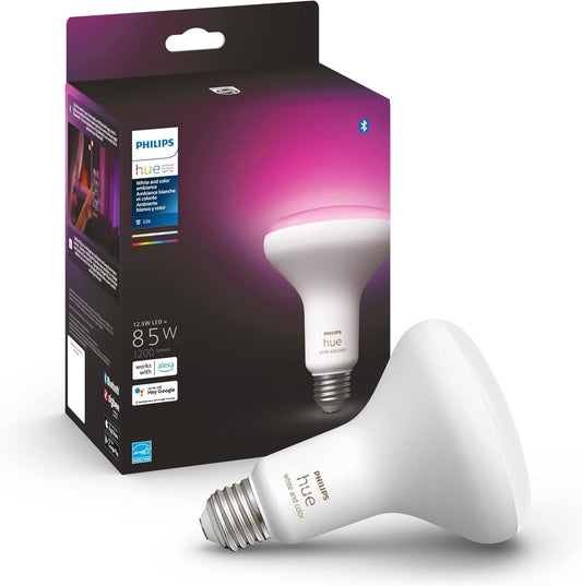 Philips Hue White & Color Ambiance BR30 LED Smart Bulb, Bluetooth & Zigbee Compatible (Hue Hub Optional), Compatible with Alexa & Google Assistant, New Version, 1 Bulb