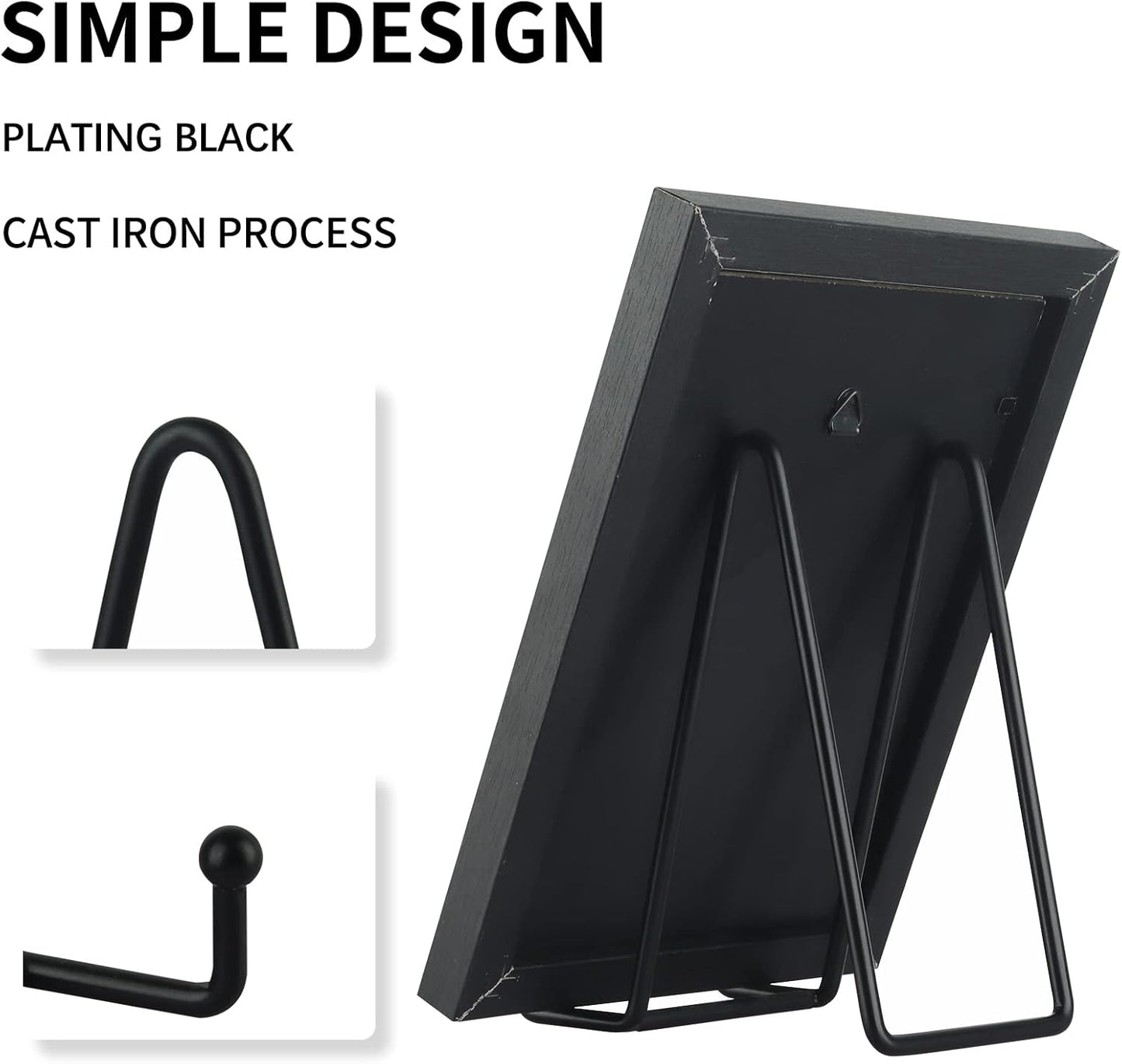 Decolore 3 Pack 6 Inch Black Metal Display Stands Plate Holder Display Stands for Picture, Decorative Plate, Book, Photo Easel, Artistic Work (3 Pack, 6 inch)