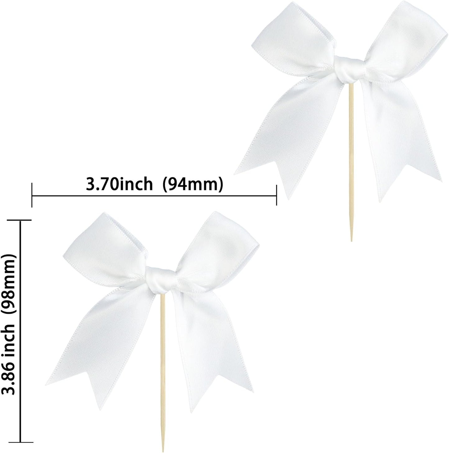 Ephlyn 24Pcs White Bow Cupcake Toppers Bow Cake Topper Birthday Decorations Mini Bowknot Cupcake Picks for Coquette Theme Party Decoration Bachelorette Bridal Engagement Wedding Party White